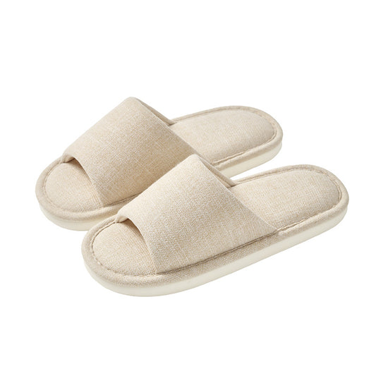 日式木地板四季無印棉麻亞麻布室內家居拖鞋