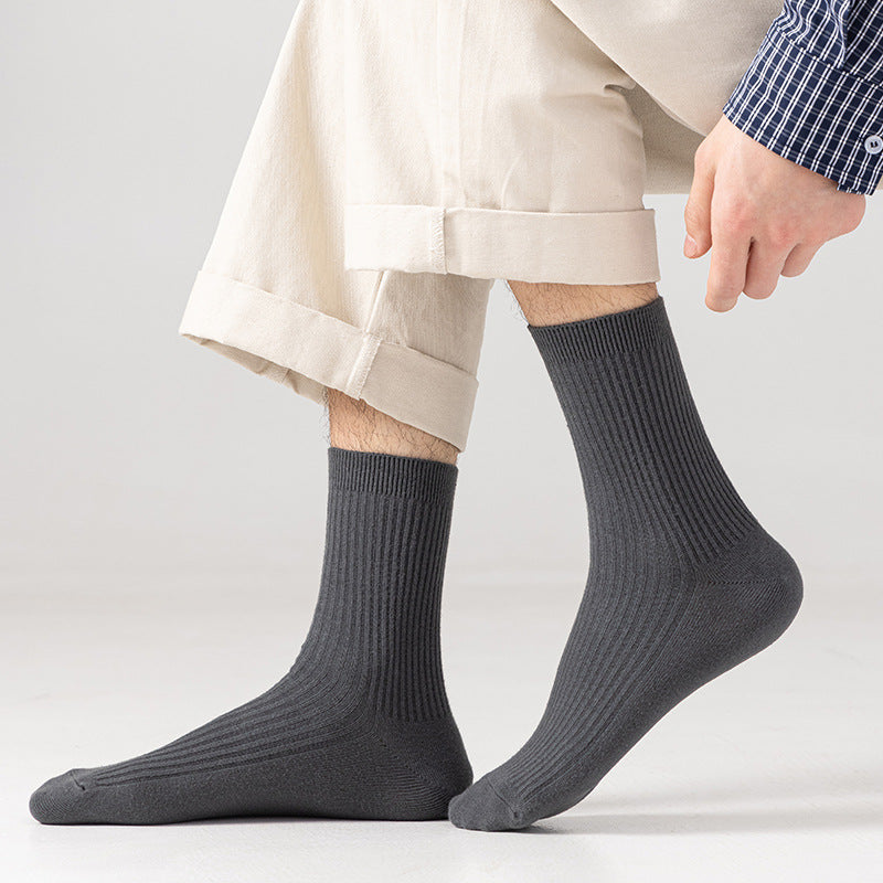 雙針襪子純棉男襪中筒襪男春秋防臭吸汗保暖男士棉襪
