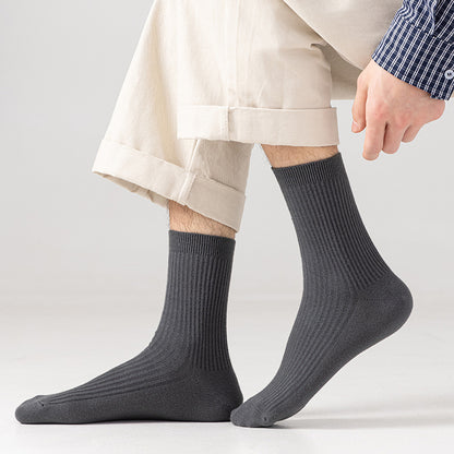 雙針襪子純棉男襪中筒襪男春秋防臭吸汗保暖男士棉襪