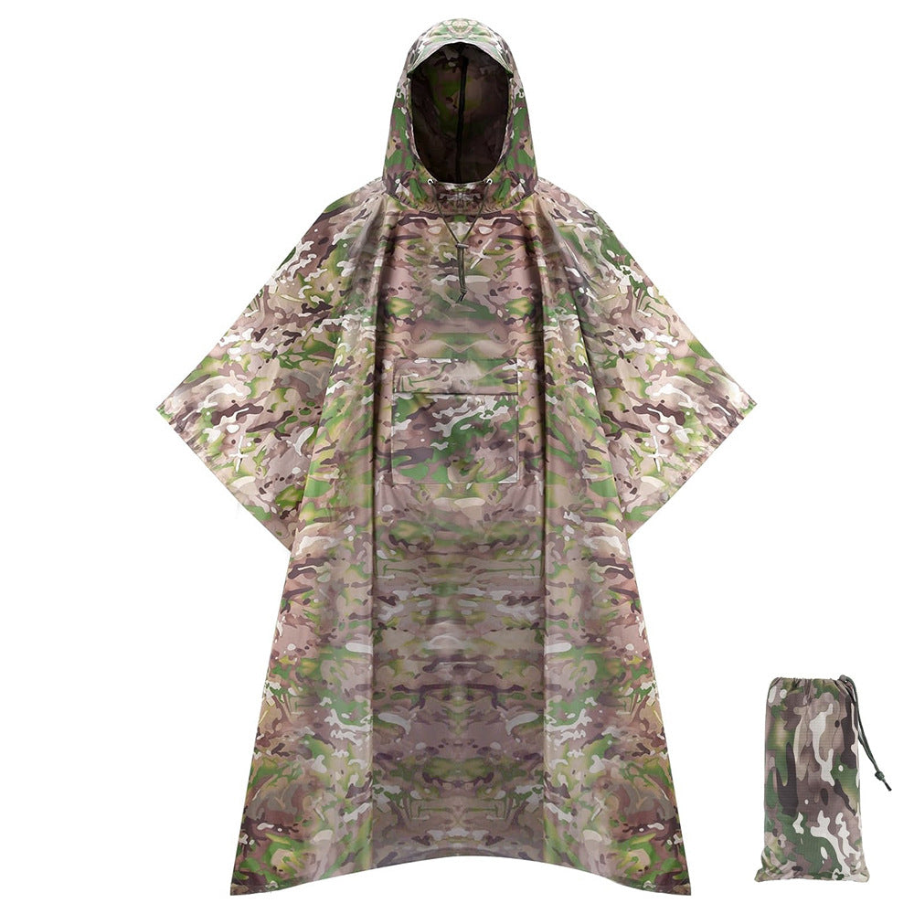 斗篷雨衣天幕多功能三合一地席背包登山戶外迷彩戰術連帽斗篷雨披