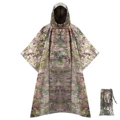 斗篷雨衣天幕多功能三合一地席背包登山戶外迷彩戰術連帽斗篷雨披