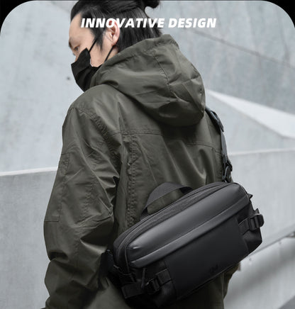 男士斜挎包百搭大容量多功能休閒胸包腰包輕便運動騎行單肩