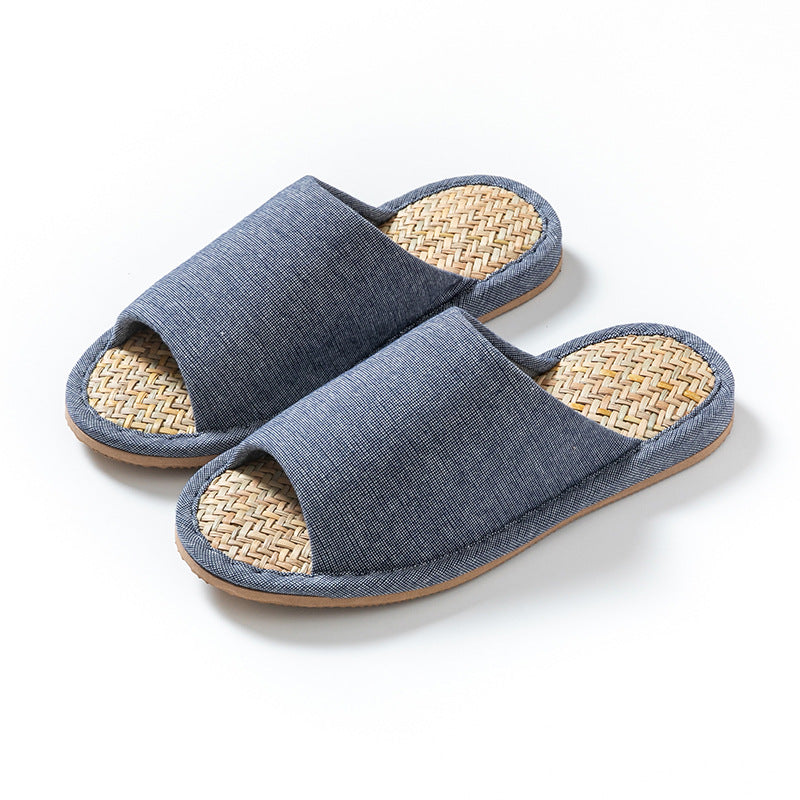 夏季室內靜音日式棉麻馬蘭草編織藤編藤草竹編涼拖鞋