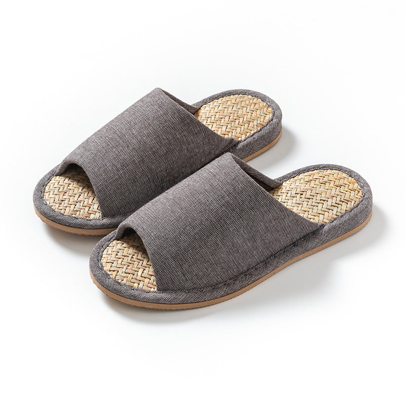夏季室內靜音日式棉麻馬蘭草編織藤編藤草竹編涼拖鞋