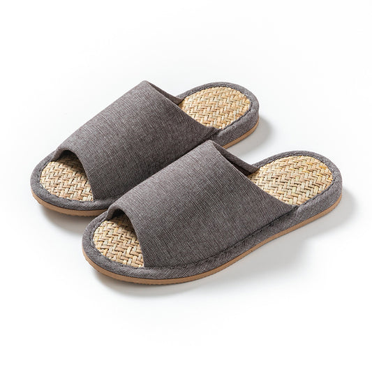 夏季室內靜音日式棉麻馬蘭草編織藤編藤草竹編涼拖鞋