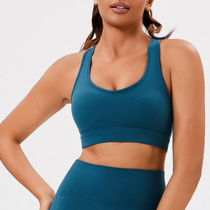 高強度戶外運動健身環保布料交叉背心美背緊身瑜珈服套裝