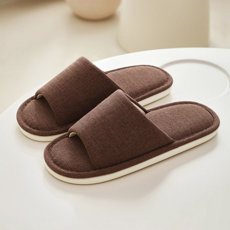 日式木地板四季無印棉麻亞麻布室內家居拖鞋