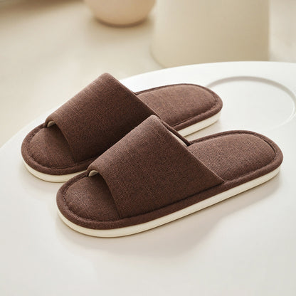 日式木地板四季無印棉麻亞麻布室內家居拖鞋