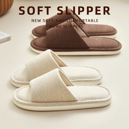 日式木地板四季無印棉麻亞麻布室內家居拖鞋