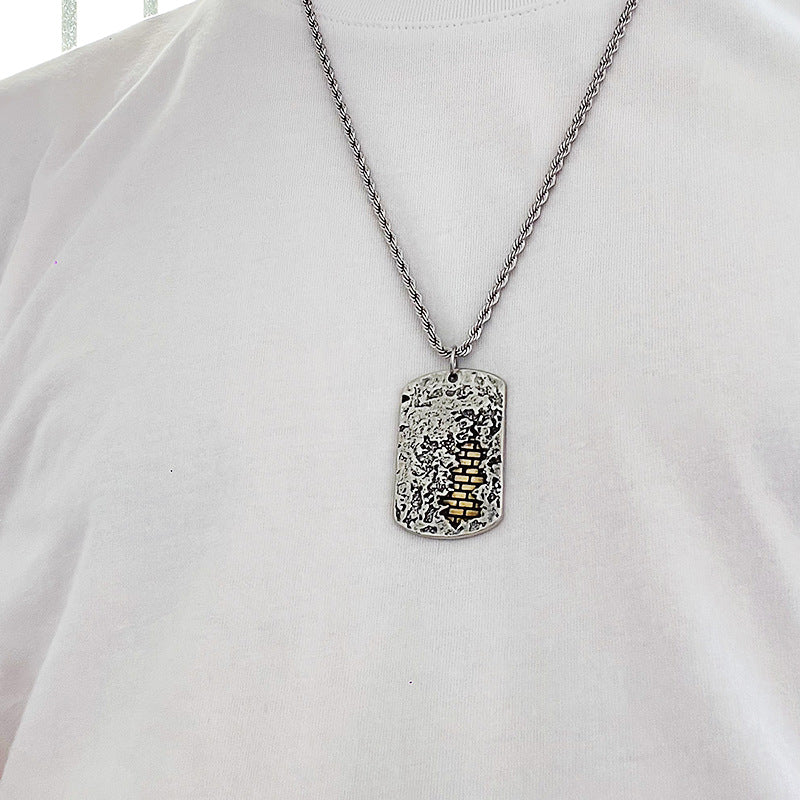 復古守護吊墜男潮軍牌輕奢小眾潮牌男項鍊個性潮流百搭項墜男