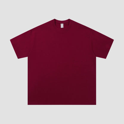 小領口落肩款男士純色短袖寬鬆休閒純棉上衣情侶打底衫