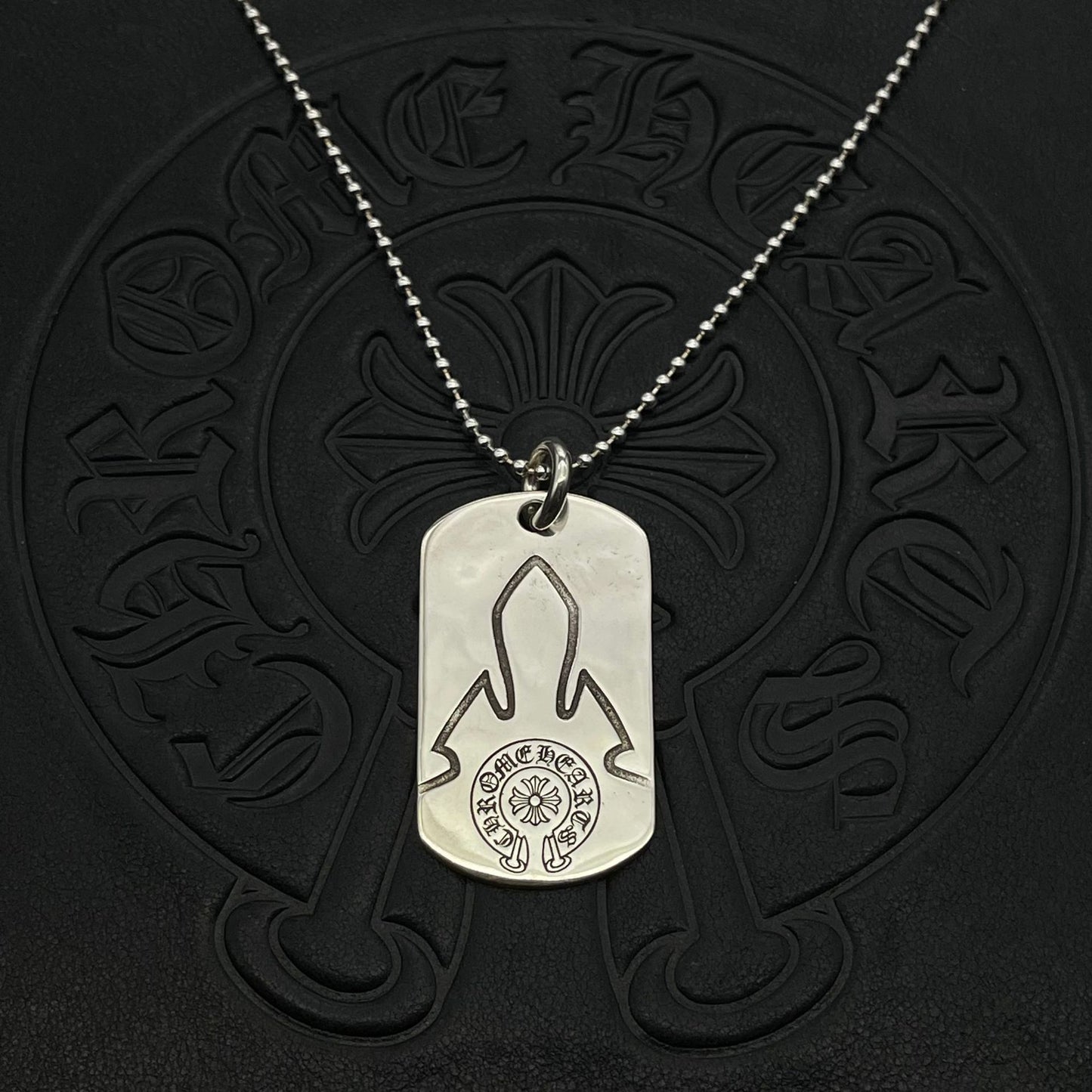 潮款泰銀復古大號軍牌吊牌項鍊合集高級感秋冬毛衣鏈十字架配飾