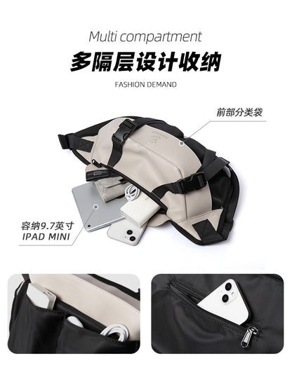 男士斜挎包日系休閒胸包男單肩包出行運動郵差包潮流男包