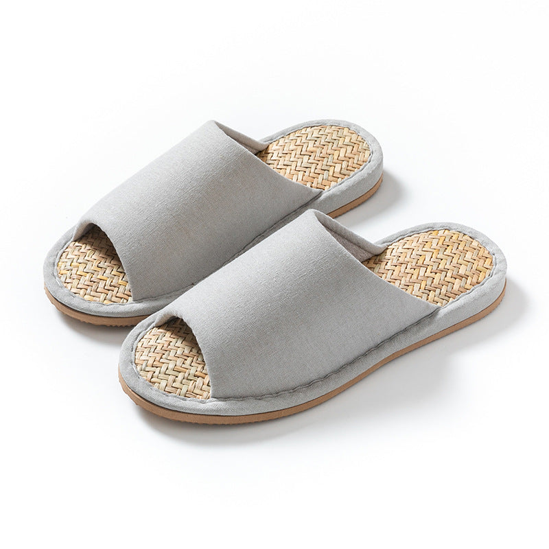 夏季室內靜音日式棉麻馬蘭草編織藤編藤草竹編涼拖鞋