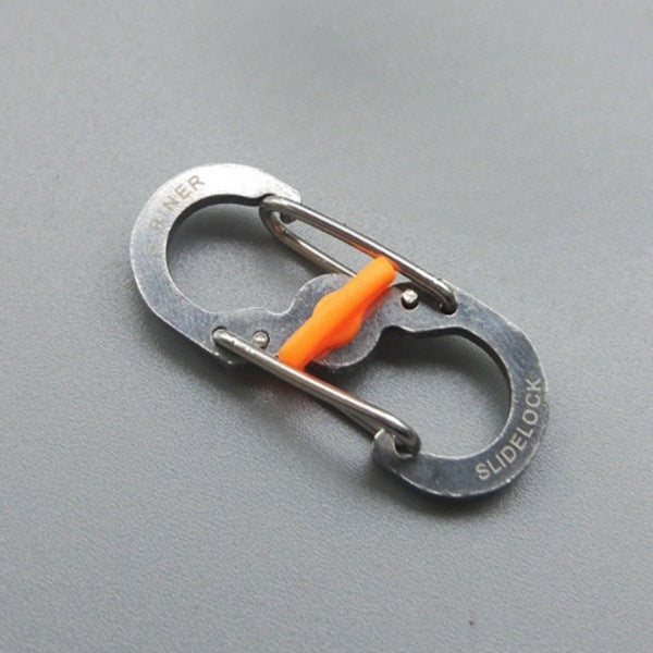 小號不鏽鋼帶鎖8字快掛防盜旅行包鑰匙S扣