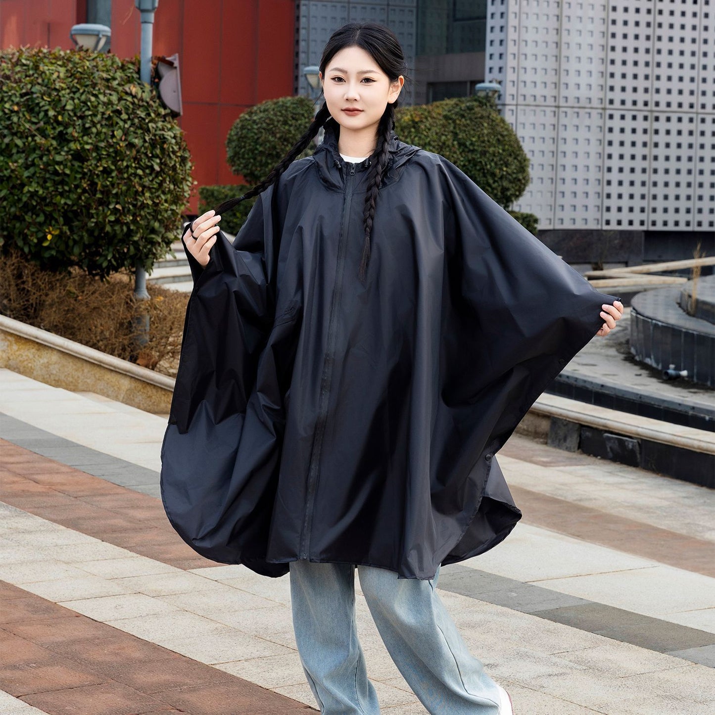 多功能三合一斗篷雨衣背包登山戶外迷彩戰術連帽斗篷雨披