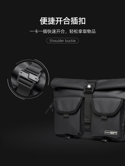 潮牌百搭大容量斜挎包男士機能騎行單肩包郵差包休閒包背包男