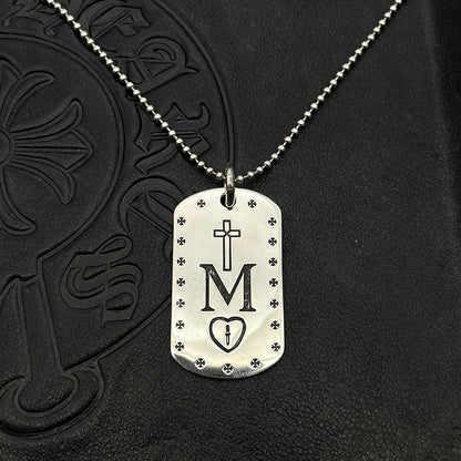 潮款泰銀復古大號軍牌吊牌項鍊合集高級感秋冬毛衣鏈十字架配飾