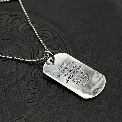 潮款泰銀復古火焰吊牌項鍊軍牌銘牌馬蹄印毛衣鏈配飾