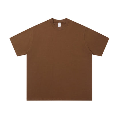 小領口落肩款男士純色短袖寬鬆休閒純棉上衣情侶打底衫