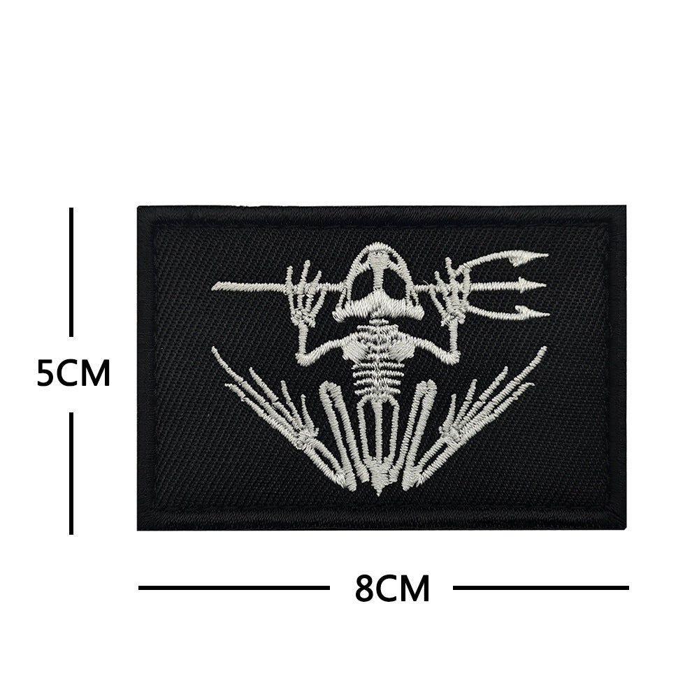 三叉戟蛙刺繡臂章網紅個性配飾戶外魔術貼徽章包貼章