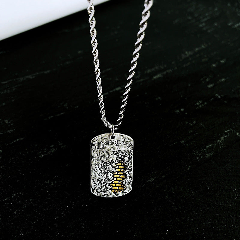 復古守護吊墜男潮軍牌輕奢小眾潮牌男項鍊個性潮流百搭項墜男
