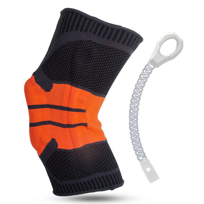 秋冬運動加壓矽膠透氣護膝戶外登山跑步籃球騎乘針織半月板護膝套