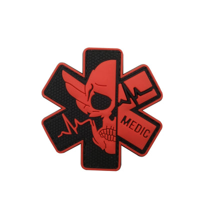 國際救援醫療急救紅十字章救援蛇刺繡PVC臂章魔術貼士氣章徽章