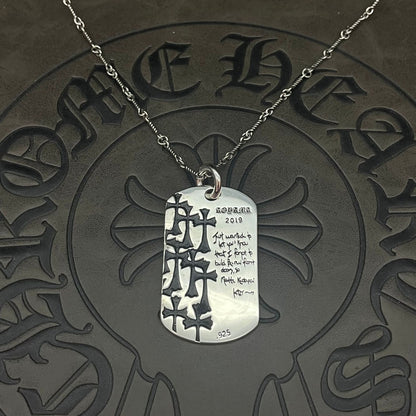 潮款泰銀復古大號軍牌吊牌項鍊合集高級感秋冬毛衣鏈十字架配飾