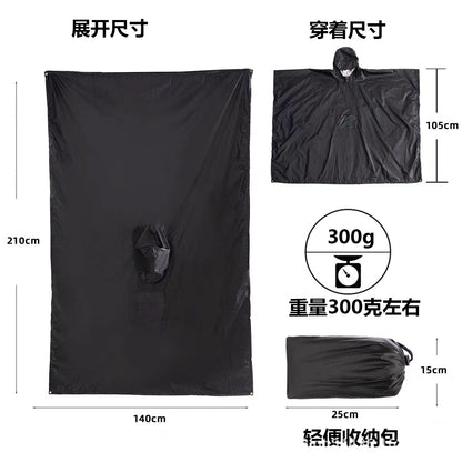 多功能三合一斗篷雨衣背包登山戶外迷彩戰術連帽斗篷雨披