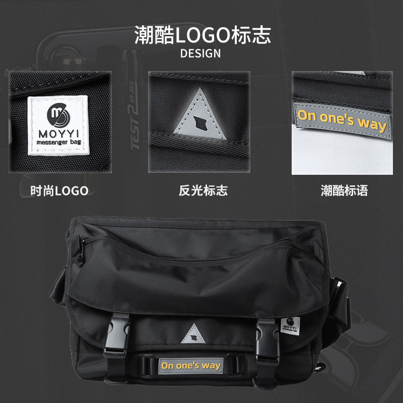 潮牌斜挎包工裝包機車包斜挎包男單肩郵差包