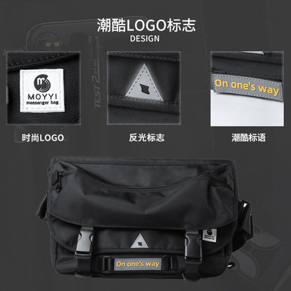 潮牌斜挎包工裝包機車包斜挎包男單肩郵差包