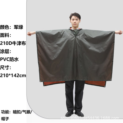 多功能三合一斗篷雨衣背包登山戶外迷彩戰術連帽斗篷雨披