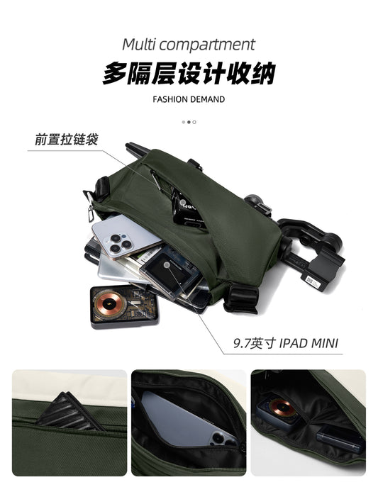 機能斜挎包男士郵差包騎行背包便攜單肩包潮流跨包