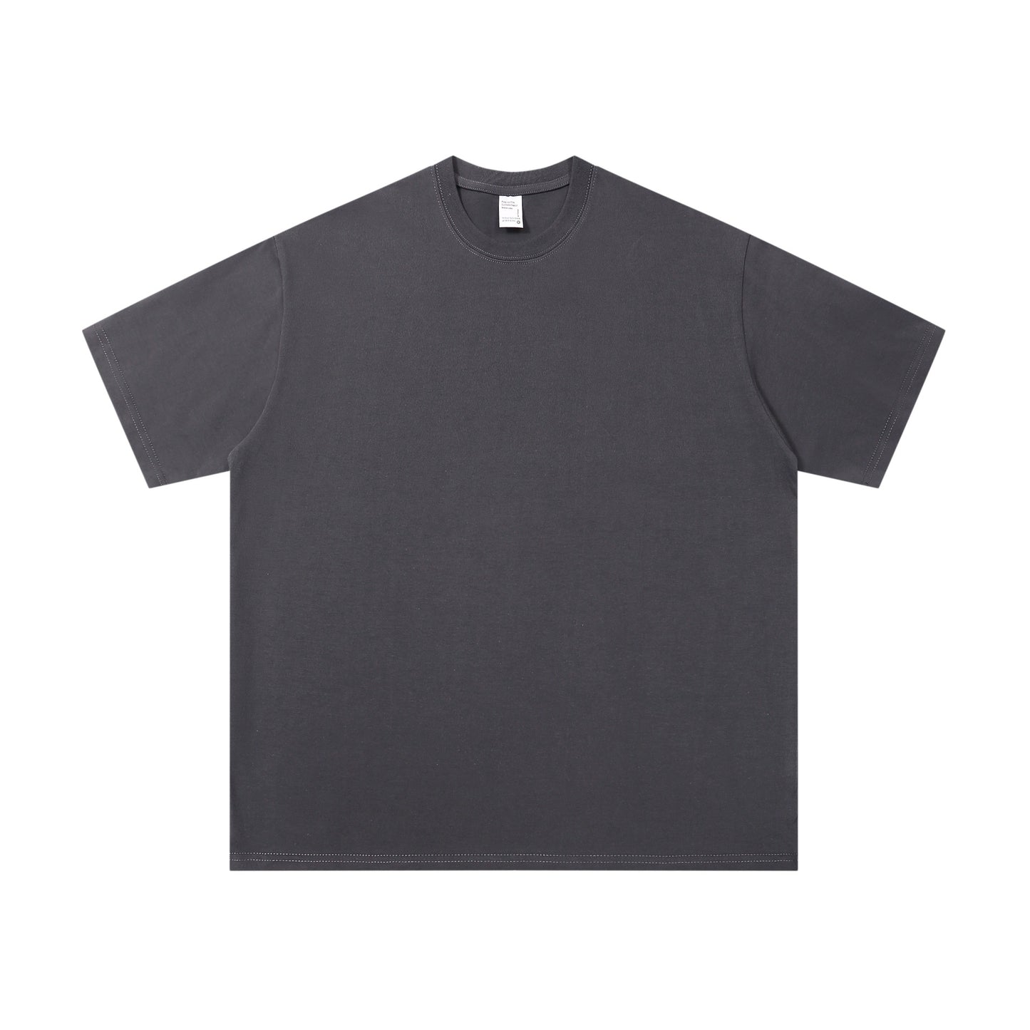 小領口落肩款男士純色短袖寬鬆休閒純棉上衣情侶打底衫