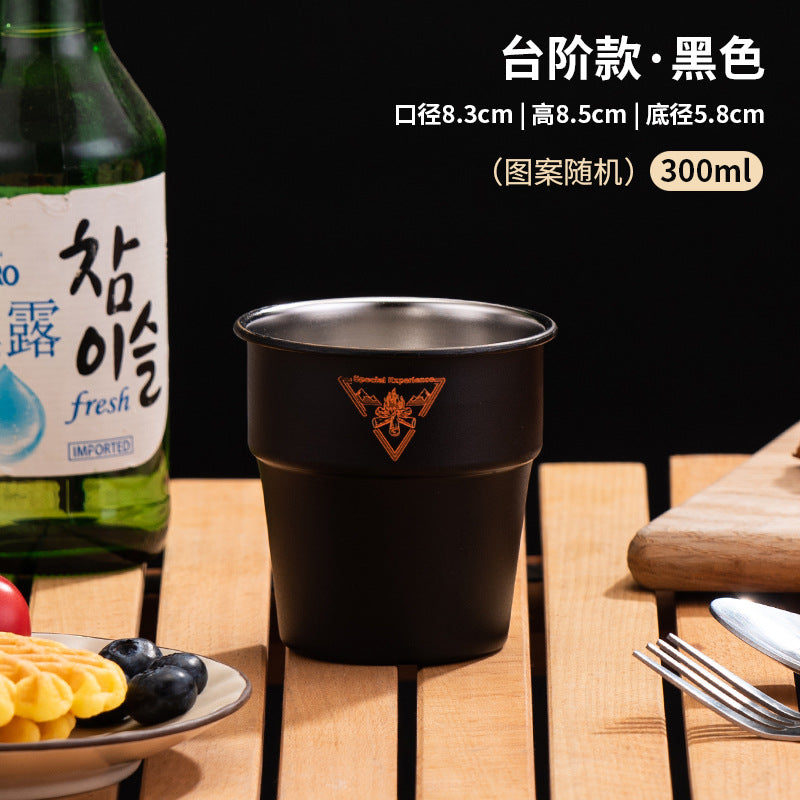 野營餐具單層咖啡304不銹鋼戶外杯子ins風簡約便攜露營杯