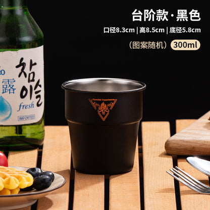 野營餐具單層咖啡304不銹鋼戶外杯子ins風簡約便攜露營杯