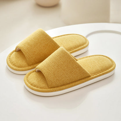 日式木地板四季無印棉麻亞麻布室內家居拖鞋