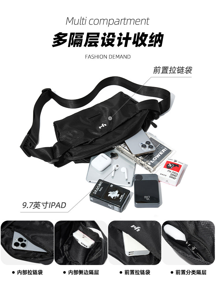 胸包男士單肩包小斜挎包潮騎行機能運動郵差包休閒背包男包