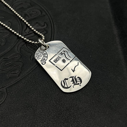 朋克嘻哈泰銀復古多十字架吊牌項鍊軍牌銘牌毛衣鏈高級感秋冬