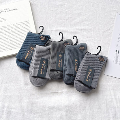 雙針襪子純棉男襪中筒襪男春秋防臭吸汗保暖男士棉襪
