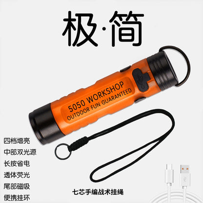 戶外露營充電長續航氛圍led強光救災緊急手電筒口袋帽夾燈