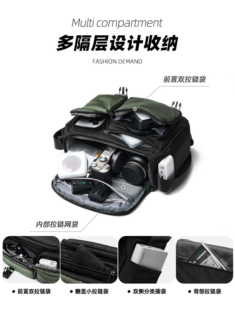 單反相機包斜挎包男士攝影包潮牌單肩包大容量休閒郵差包男斜背包