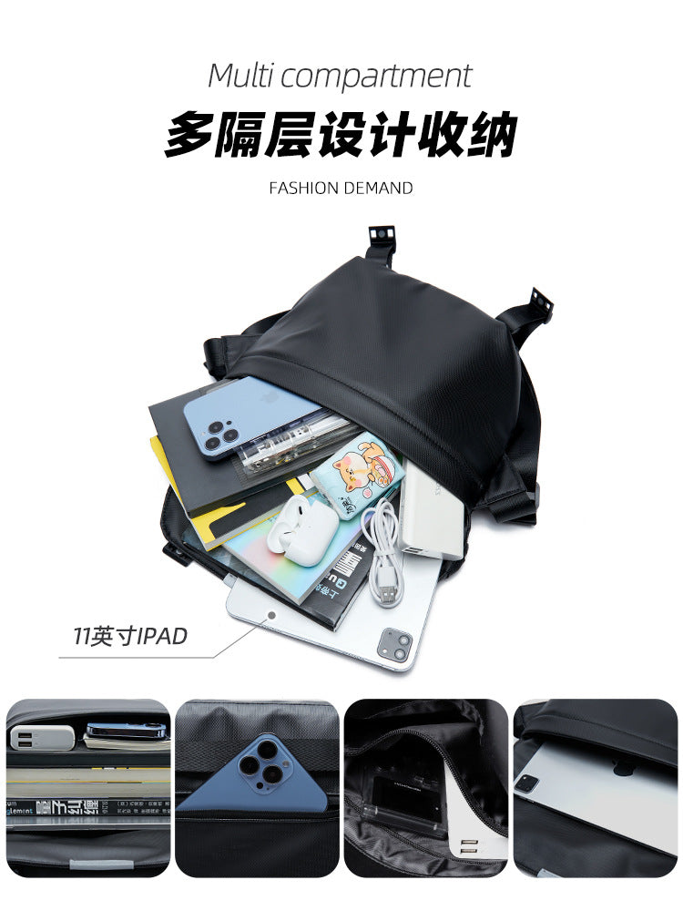 潮牌斜挎包男士背包通勤單肩包潮流胸包大容量郵差包