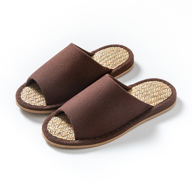 夏季室內靜音日式棉麻馬蘭草編織藤編藤草竹編涼拖鞋