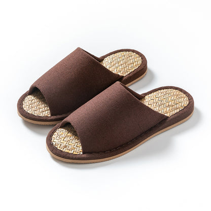 夏季室內靜音日式棉麻馬蘭草編織藤編藤草竹編涼拖鞋