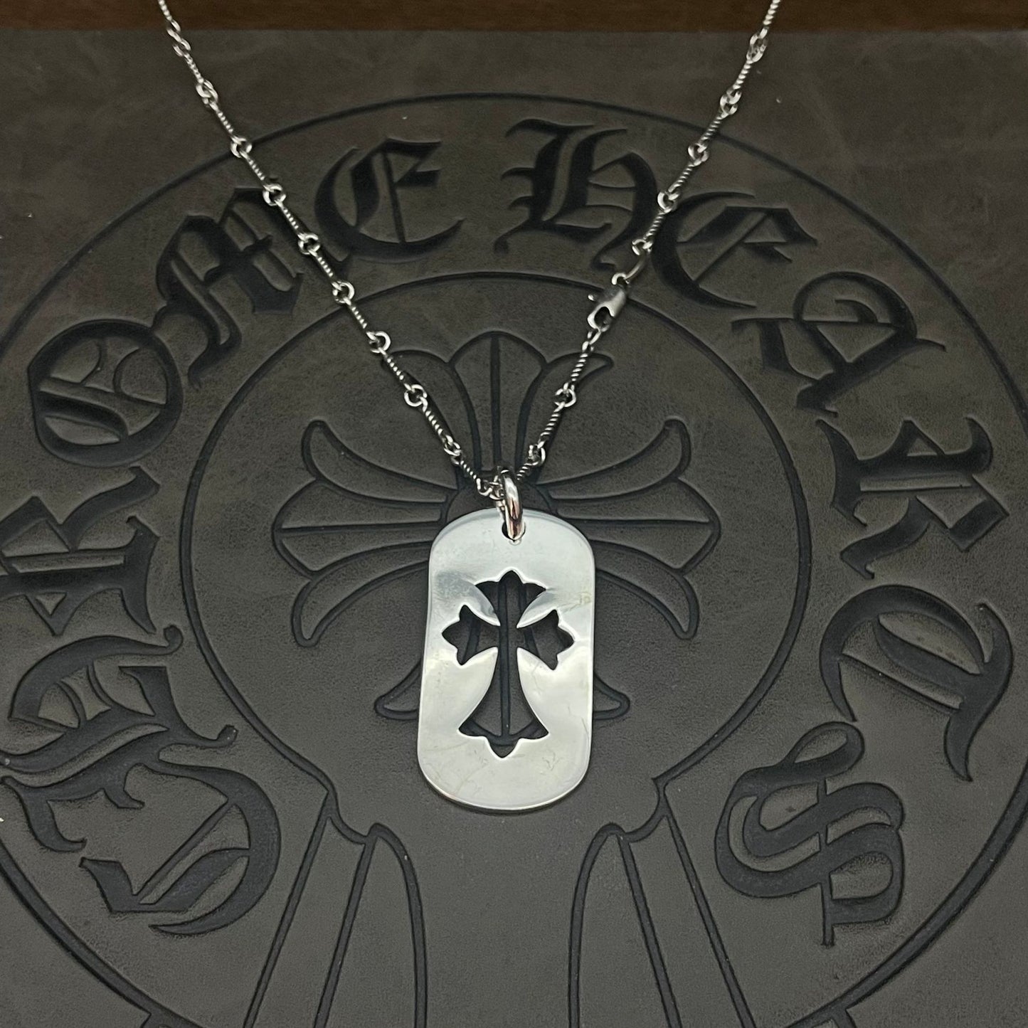 潮款泰銀復古大號軍牌吊牌項鍊合集高級感秋冬毛衣鏈十字架配飾