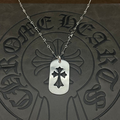 潮款泰銀復古大號軍牌吊牌項鍊合集高級感秋冬毛衣鏈十字架配飾