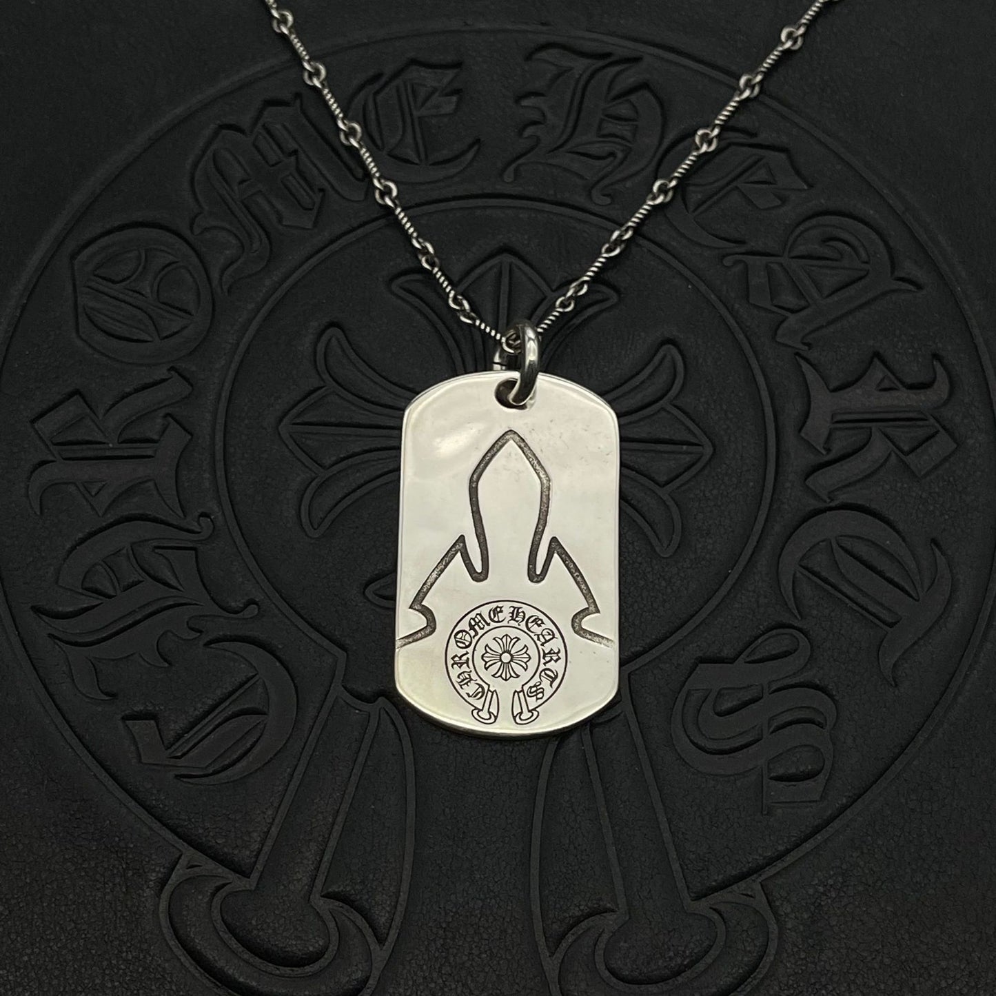 潮款泰銀復古大號軍牌吊牌項鍊合集高級感秋冬毛衣鏈十字架配飾