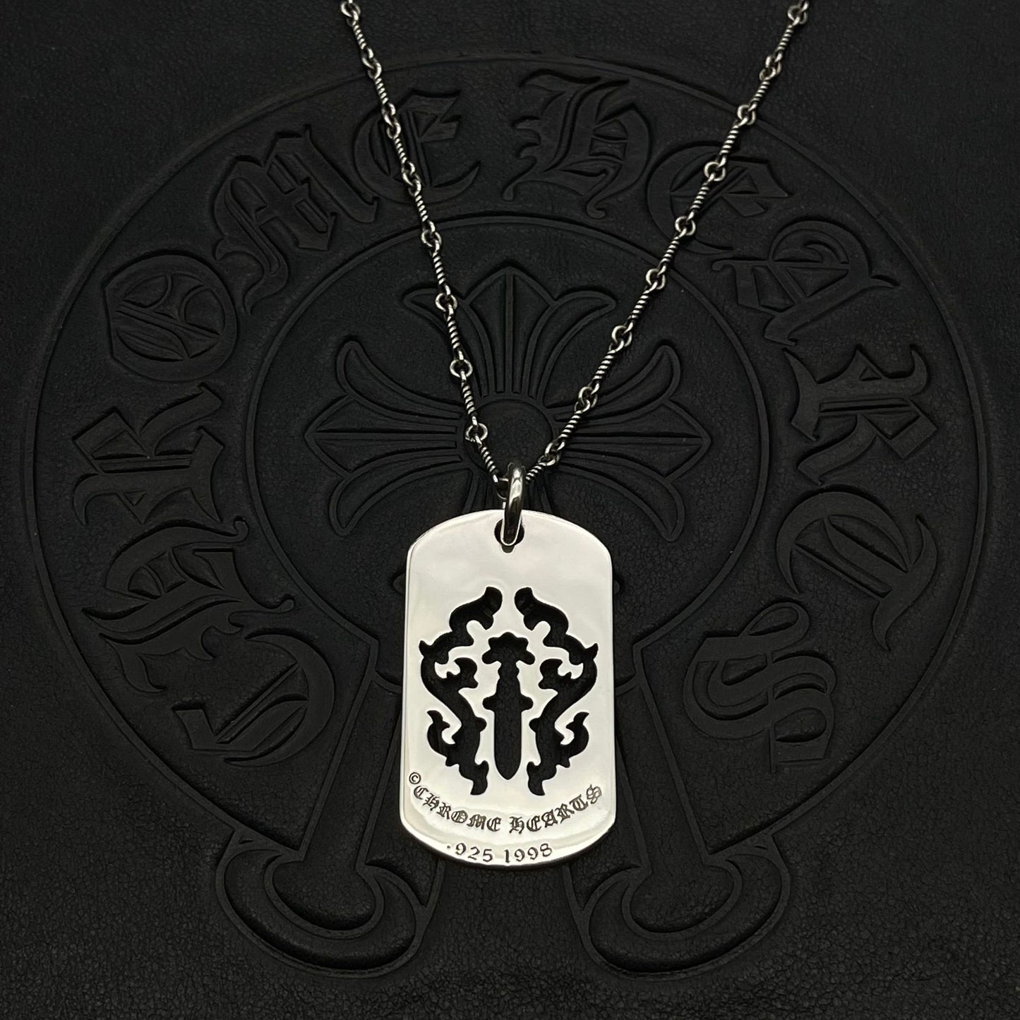 潮款泰銀復古大號軍牌吊牌項鍊合集高級感秋冬毛衣鏈十字架配飾